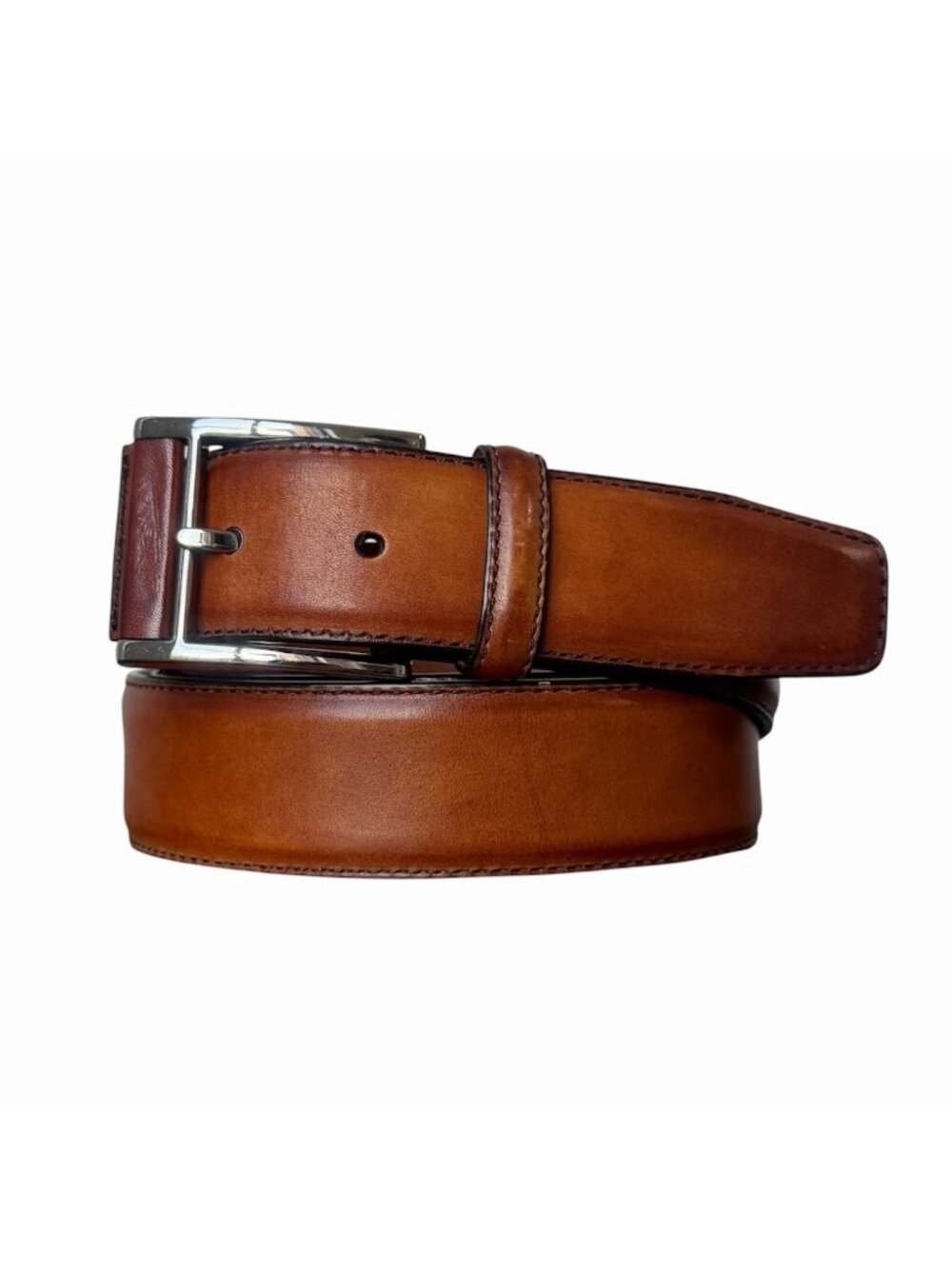 Magnanni Velaz Cognac Brown Leather Belt Mens 44 Made in Spain 1510